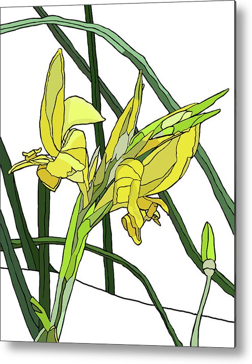 Canna Metal Print featuring the painting Yellow Canna Lilies by Jamie Downs