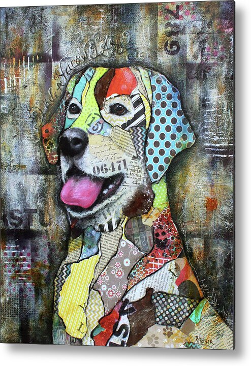 Labrador Retriever Metal Print featuring the mixed media Yellow Lab by Patricia Lintner
