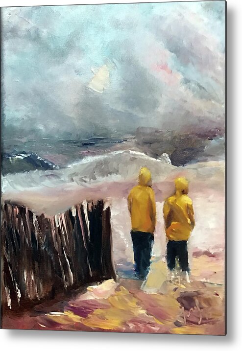  Metal Print featuring the painting Yellow Slickers by Josef Kelly