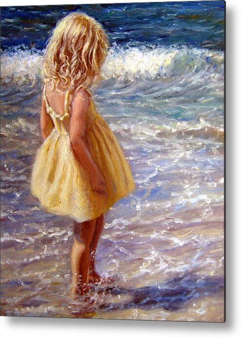 Yellow Dress Metal Print featuring the painting Yellow Sundress by Marie Witte