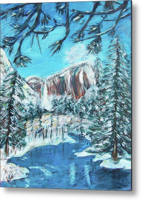 Yosemite Metal Print featuring the painting Yosemite In Winter by Carolyn Donnell