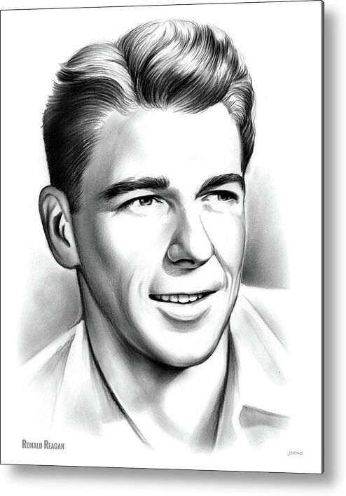 Ronald Reagan Metal Print featuring the drawing Young Reagan by Greg Joens