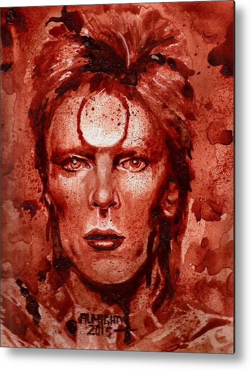 David Bowie Metal Print featuring the painting Ziggy Stardust / David Bowie by Ryan Almighty