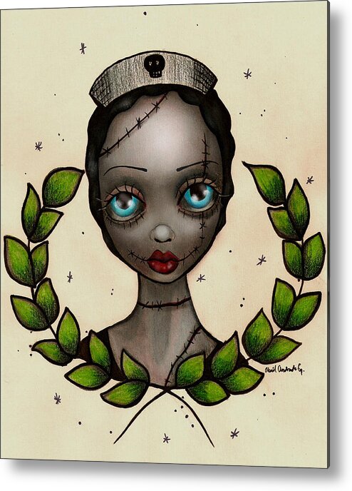 Zombie Metal Print featuring the painting Zombie Nurse by Abril Andrade