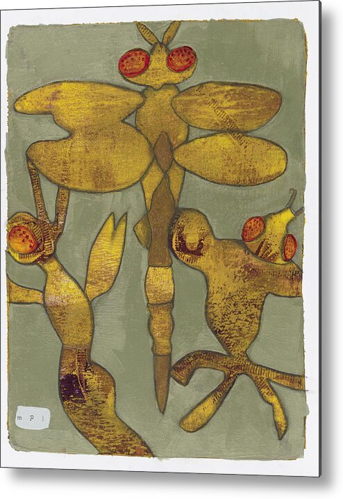 Dragonfly Metal Print featuring the mixed media 0668 Dragonfly And Friends 16 by Maria Pietri Lalor