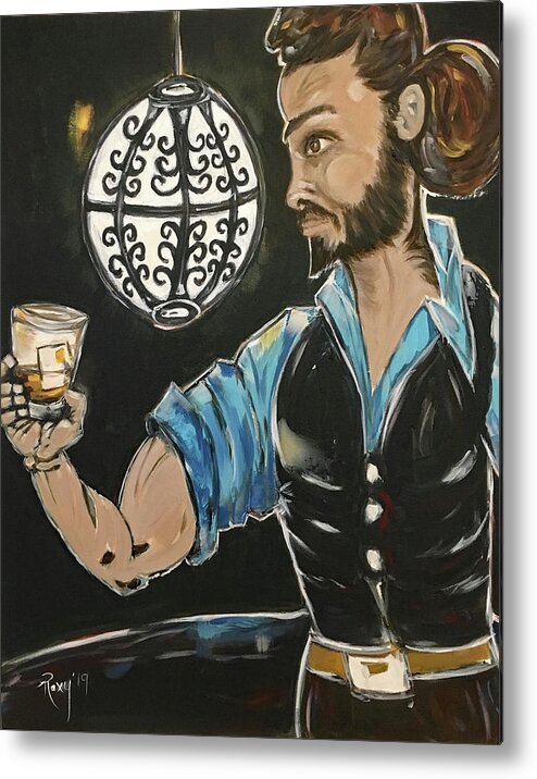 Bartender Metal Print featuring the painting A Stiff One featuring Rich by Roxy Rich