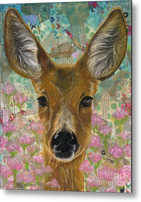 Deer Painting Metal Print featuring the painting Enchanted Meadow by Ashley Lane