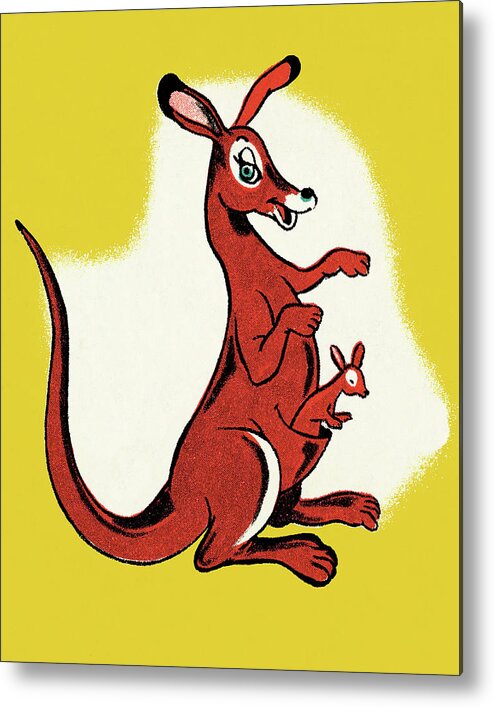 Animal Metal Print featuring the drawing Kangaroo and Joey #1 by CSA Images