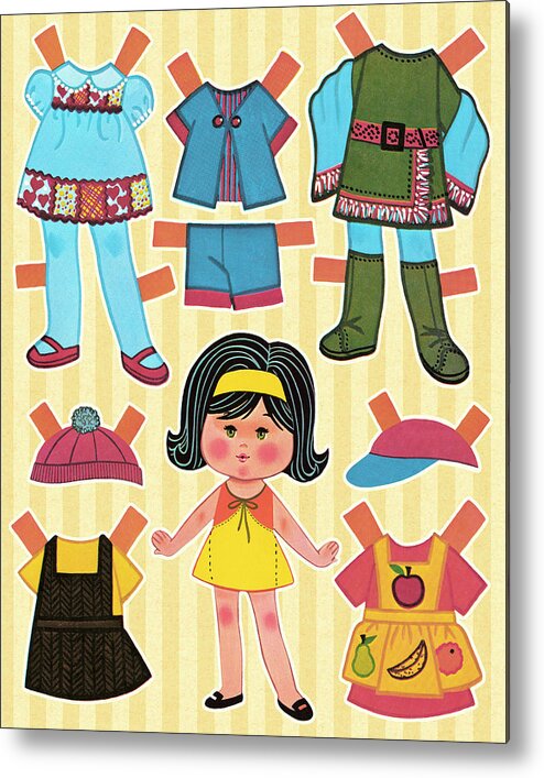 Apparel Metal Poster featuring the drawing Paper Doll and Clothes #1 by CSA Images