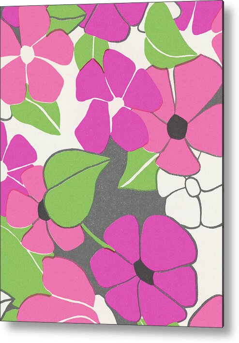 Background Metal Print featuring the drawing Pink Floral Pattern #1 by CSA Images