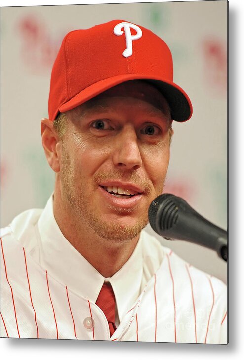 People Metal Print featuring the photograph Roy Halladay Press Conference by Drew Hallowell