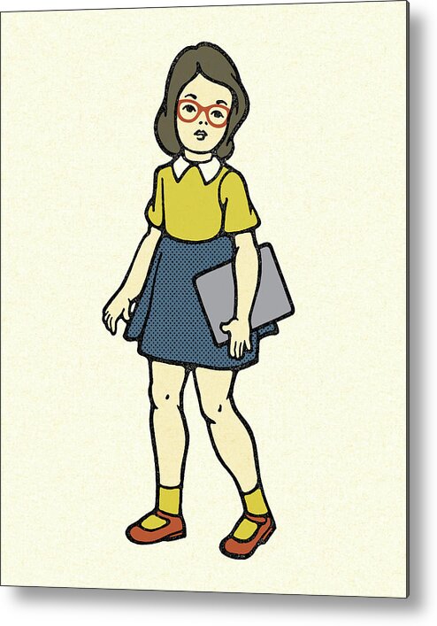 Accessories Metal Poster featuring the drawing Schoolgirl #1 by CSA Images