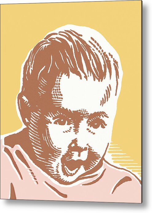 Animated Metal Print featuring the drawing Smiling baby boy #1 by CSA Images