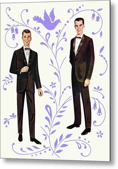 Adult Metal Poster featuring the drawing Two Paper Doll Men #1 by CSA Images