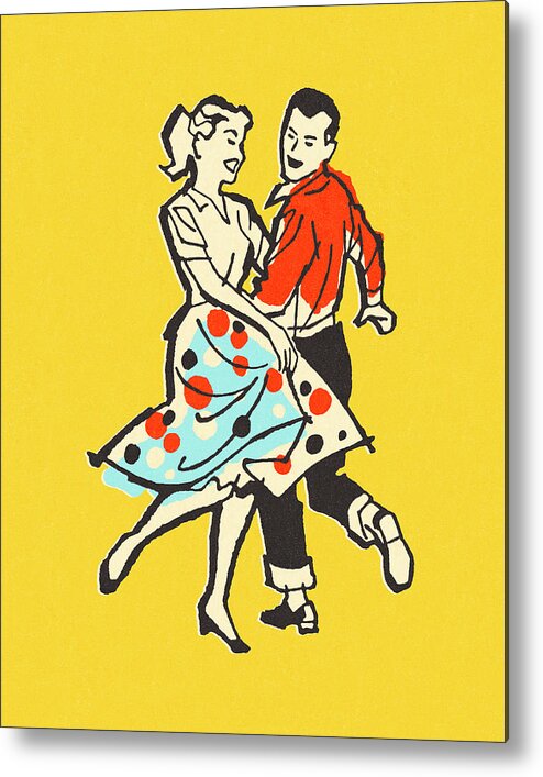Activity Metal Print featuring the drawing Young Couple Dancing #1 by CSA Images