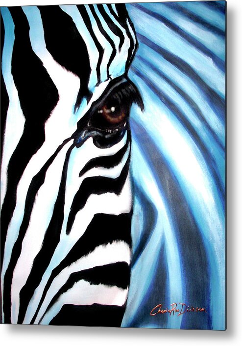 Zebras Face Metal Print featuring the painting Zebra Face by Cherie Roe Dirksen