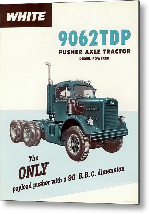 Vintage Metal Print featuring the mixed media 1950s White 9062tdp Truck Advertisement by Retrographs