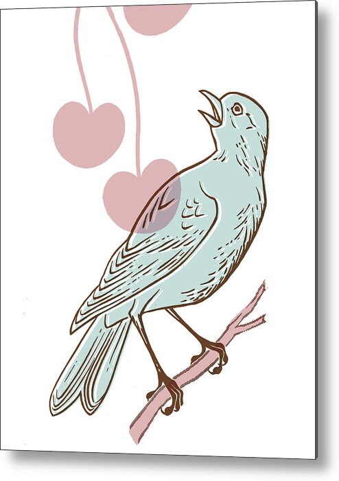 Animal Metal Poster featuring the drawing Blue Bird #2 by CSA Images