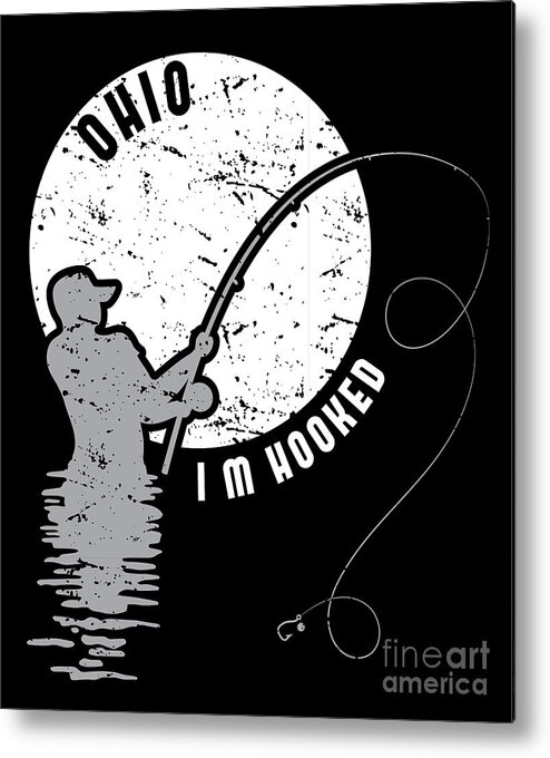 State Metal Print featuring the digital art OH Ohio Fishing design Gift for Fishermen and Anglers #3 by Martin Hicks