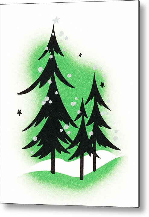 Campy Metal Print featuring the drawing Pine trees #2 by CSA Images