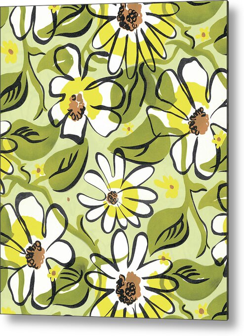 Abstract Metal Poster featuring the drawing Floral Pattern #23 by CSA Images
