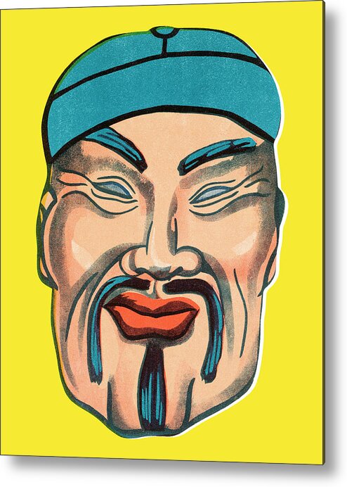 Accessories Metal Print featuring the drawing Asian man #3 by CSA Images