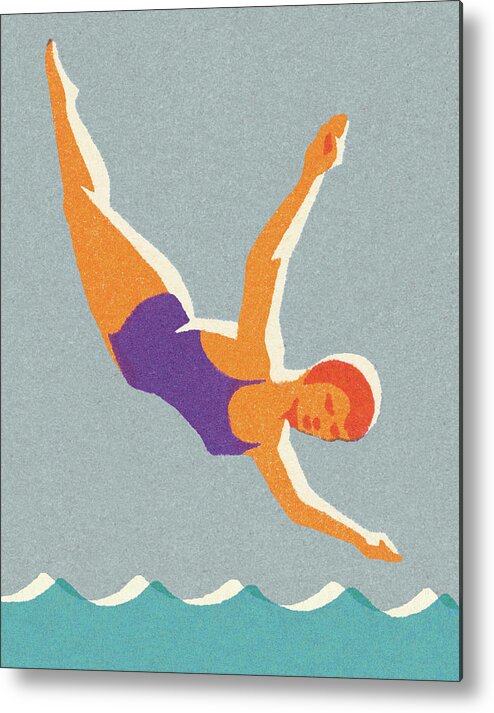 Adult Metal Poster featuring the drawing Diver #3 by CSA Images