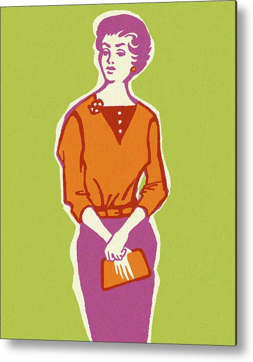 Adult Metal Poster featuring the drawing Stylish Lady #3 by CSA Images