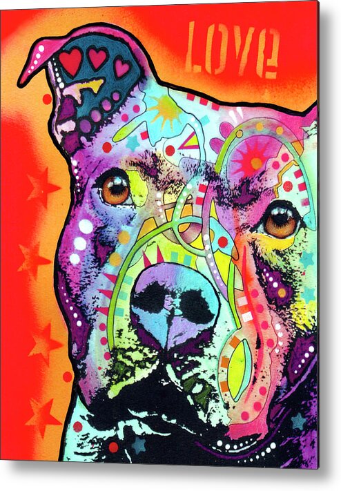 Thoughtful Pitbull Metal Print featuring the mixed media Thoughtful Pitbull #3 by Dean Russo