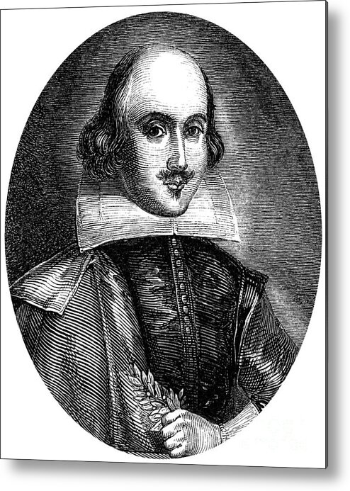 Engraving Metal Print featuring the drawing William Shakespeare, English Poet #3 by Print Collector