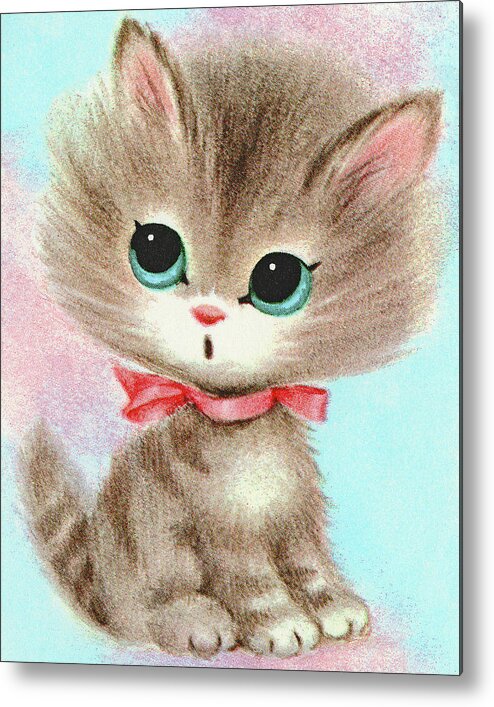 Animal Metal Print featuring the drawing Kitten #31 by CSA Images