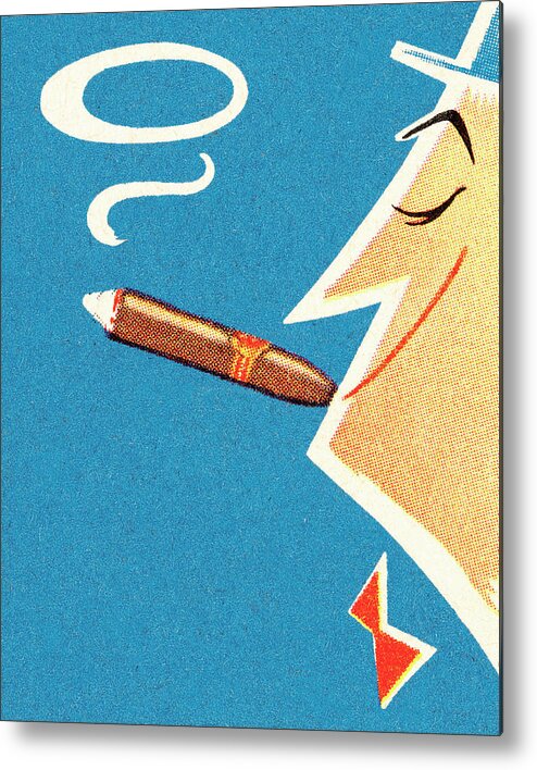 Accessories Metal Print featuring the drawing Man smoking cigar #4 by CSA Images