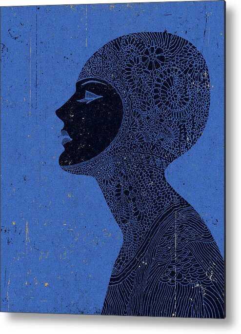 Abstract Metal Poster featuring the drawing Profile of a Woman #5 by CSA Images
