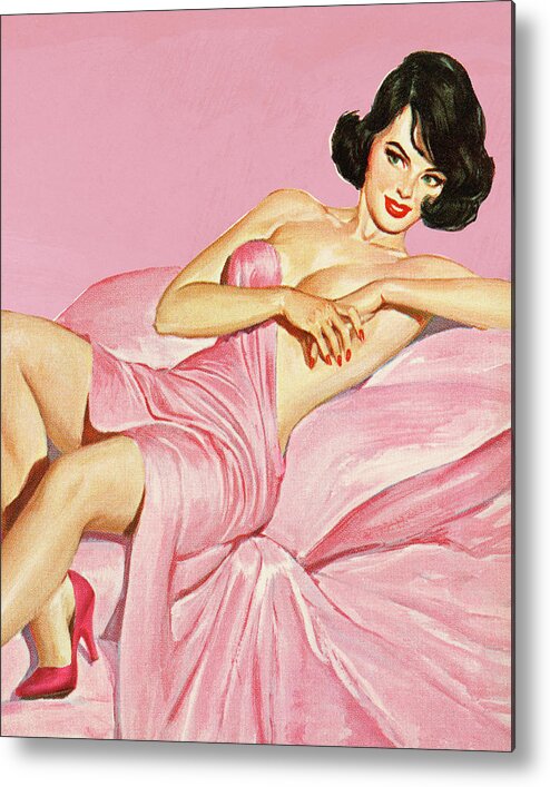 Adult Metal Print featuring the drawing Seductive Woman #5 by CSA Images