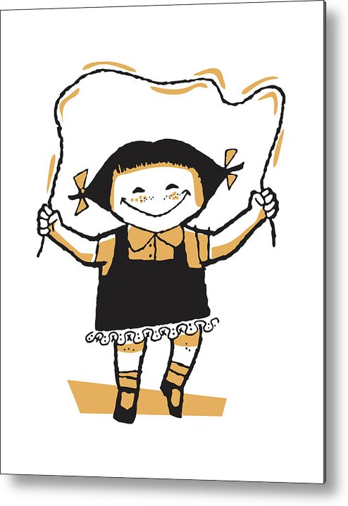 Activity Metal Print featuring the drawing Girl Jumping Rope #7 by CSA Images