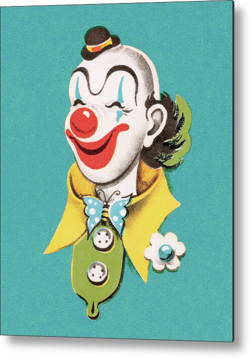 Accessories Metal Poster featuring the drawing Smiling Clown #8 by CSA Images