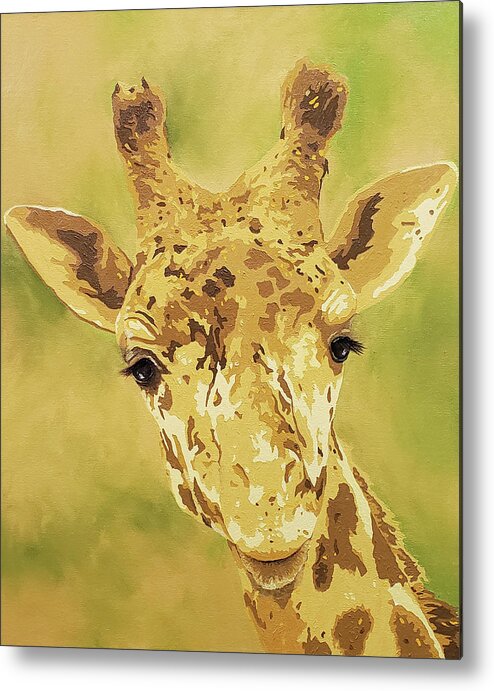 Giraffe Metal Print featuring the painting Abeke by Cheryl Bowman