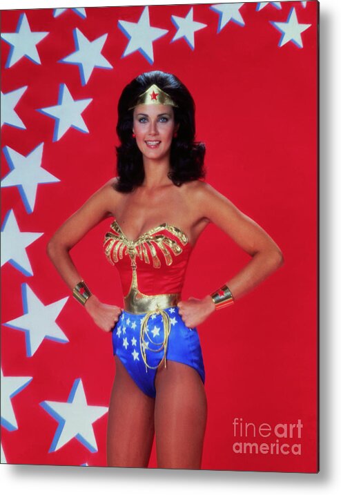 Three Quarter Length Metal Print featuring the photograph Actress Lynda Carter As Wonder Woman by Bettmann
