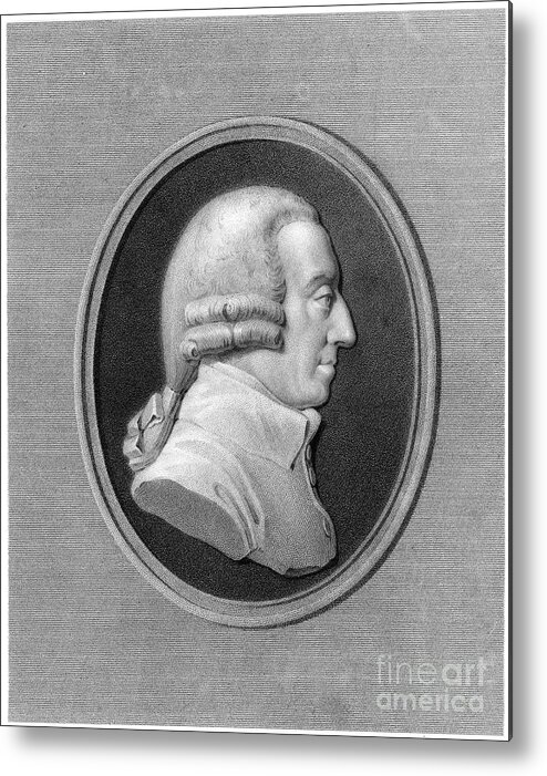 Engraving Metal Print featuring the drawing Adam Smith, 18th Century Scottish by Print Collector