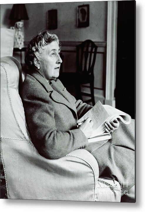 People Metal Print featuring the photograph Agatha Christie Seated by Bettmann