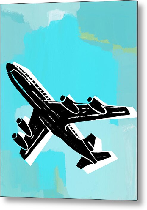 Air Metal Print featuring the drawing Airplane in Flight by CSA Images
