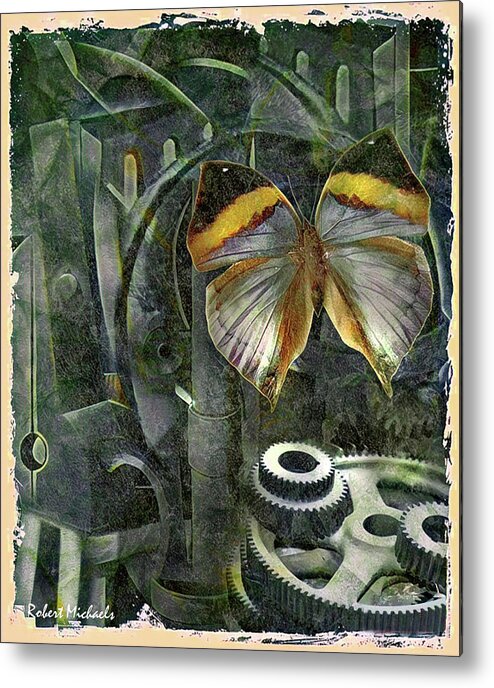 Butterfly Metal Print featuring the photograph Among The Gears by Robert Michaels