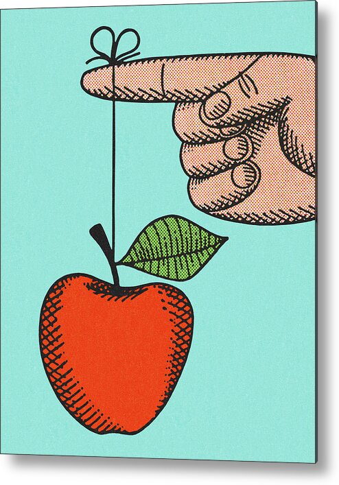 Apple Metal Print featuring the drawing An Apple Tied to a Finger by CSA Images