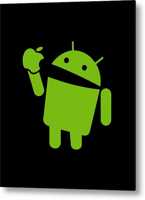 Android Eats Apple Funny Nerd Computer Geek Tee Iphone Parody Nerd Metal  Print by Mason Skene - Fine Art America