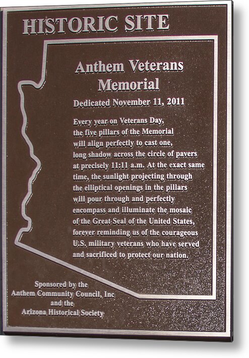 Anthem Metal Print featuring the photograph Anthem Veterans Memorial by Darrell Foster