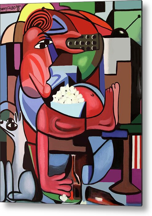 Cubism Metal Print featuring the painting Assuming The Position by Anthony Falbo