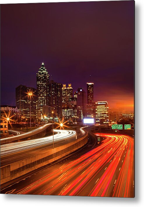 Atlanta Metal Print featuring the photograph Atlanta After Dark by By Michael A. Pancier