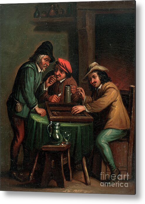Rubbing Alcohol Metal Print featuring the drawing Backgammon Players by Print Collector