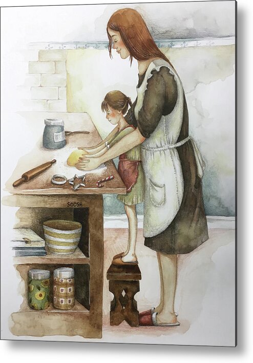 Soosh Metal Print featuring the drawing Baking with loved ones by Soosh