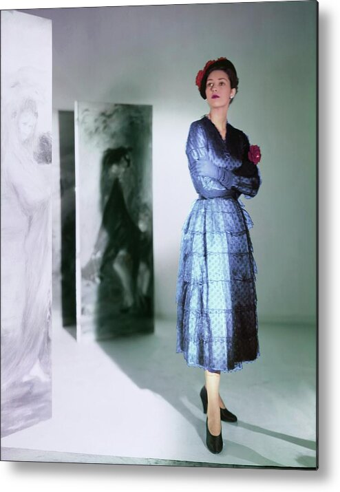 Fashion Metal Print featuring the photograph Barbara Mullen In A Balenciaga Dress by Horst P. Horst